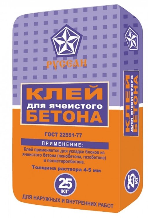 Клей для ПЕНОБЛОКОВ РУСЕАН, 25кг
